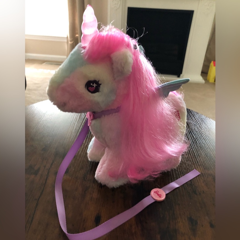 Barbie Walk With Me Unicorn Plush Toy with Lights and Sound